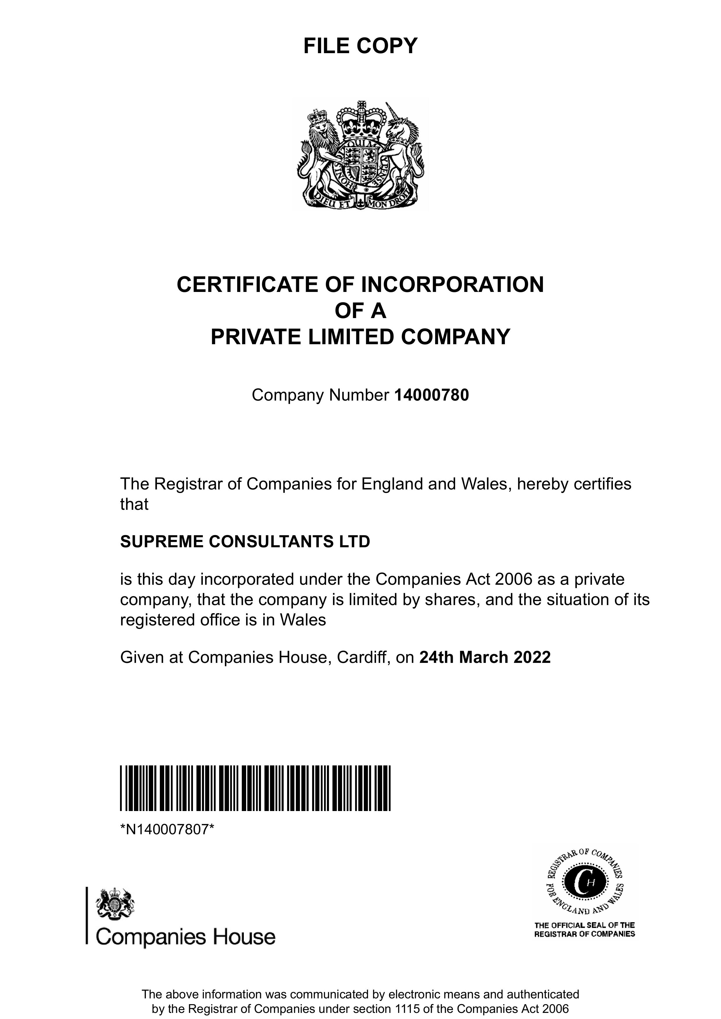 certificate